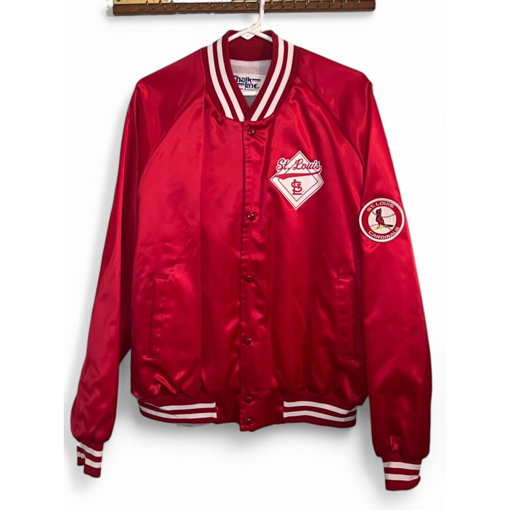 1990 St. Louis Cardinals XL Chalk Line Snap Button Bomber Jacket Vintage USA